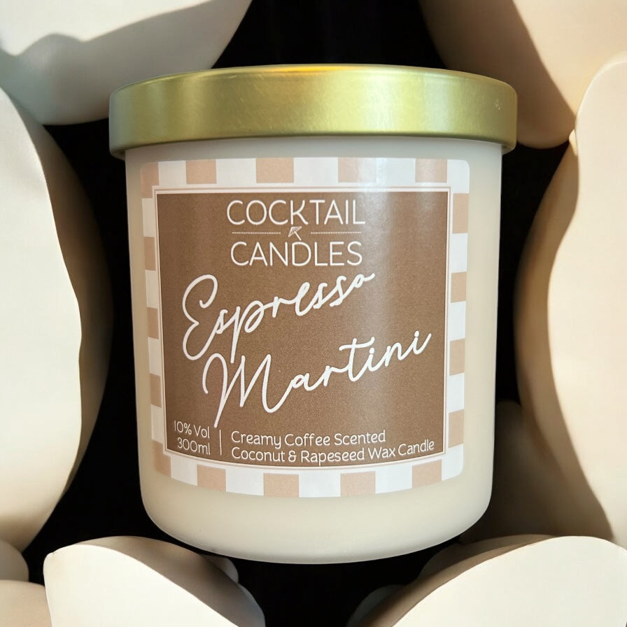 Espresso Martini Scented Candle - Natural Soy Wax Coffee Candle In Martini Glass, Home Decor Gift